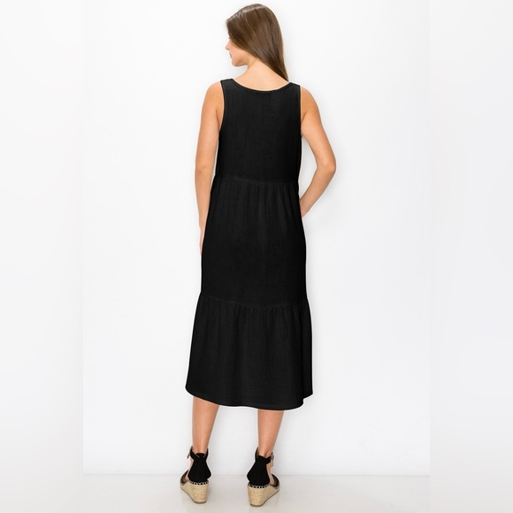 COIN 1804 MINIMALIST 100% COTTON RESORT WEAR SUSTAINABLE TIERD MAXI DRESS (0824) - Picture 3 of 7